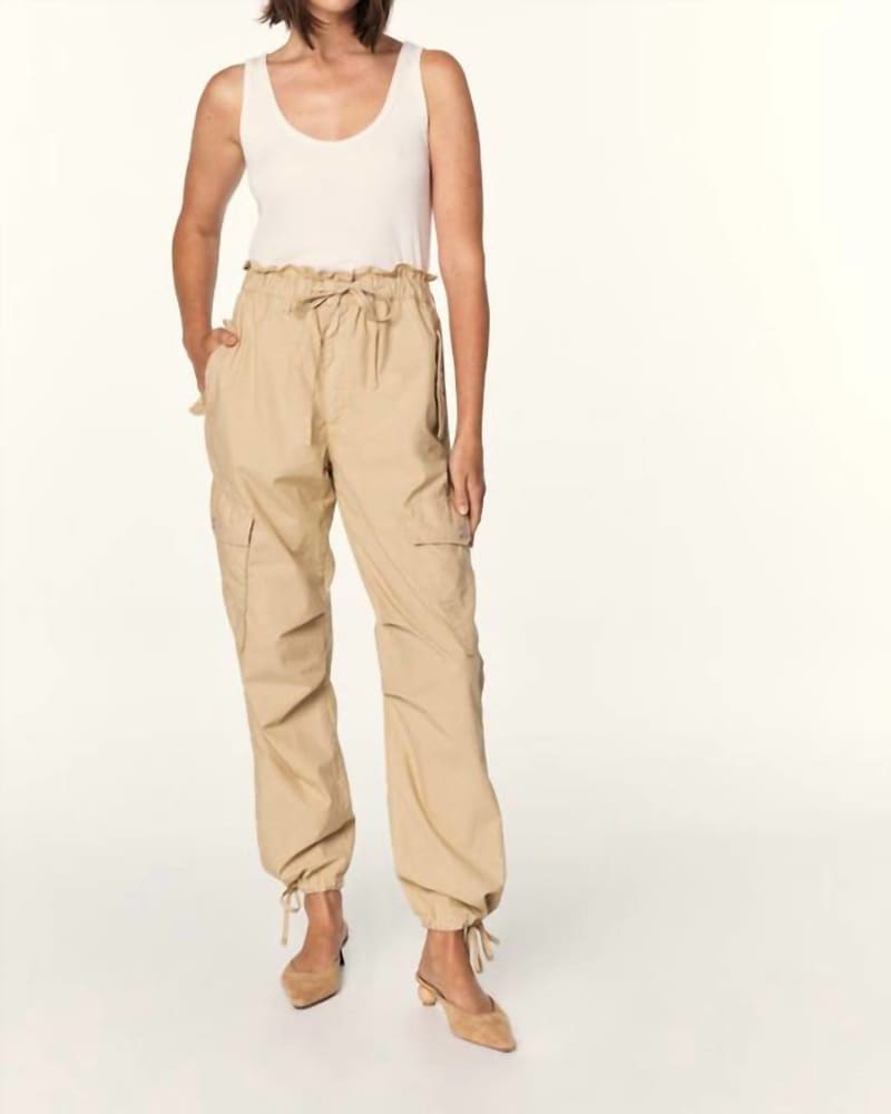 Front of a model wearing a size LARGE Parachute Pant In Oatmilk in Oatmilk by AMO. | dia_product_style_image_id:347733